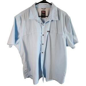Wrangler Shirt Mens Size 2XL Light Blue Fishing Button Front Cool Lightweight